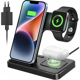 Бездротовий зарядний пристрій CAVN GY-Z5G 3 в 1 індукційний apple watch airpods чорний