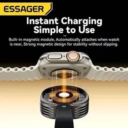 Бездротова зарядка CasePro Essager 2.5W Gunmetal Grey для Apple Watch Ultra/10/9/8/7 - мініатюра 4