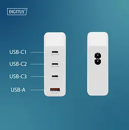 Digitus Зарядний пристрій GaN 3хUSB-C, 1хUSB-A, 140W - мініатюра 6