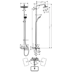 Душова система Hansgrohe Croma E 280 Showerpipe 27687000, Хром - мініатюра 2