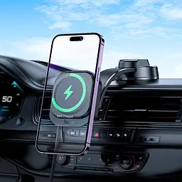 Тримач з бездротовим зарядним Hoco HW24 wireless car holder center console 15W - мініатюра 5