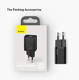 Зарядний пристрій блочок мережевий адаптер Baseus Super Si 30 W 1 USB-C (CCSUP-J01) чорний - мініатюра 6