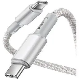 Кабель Baseus High Density Braided Fast Charging Cable Type-C to Type-C 100W 1m CATGD-02 White - мініатюра 3
