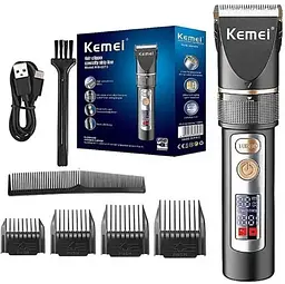 Машинка для стрижки Kemei LFJ-KM-5073 3 насадки Чорний (2390000002) - мініатюра 2