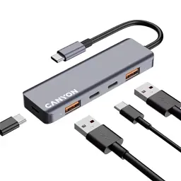 Концентратор Canyon hub DS-18 5in1 USB-C Grey (CNS-TDS18) - мініатюра 5
