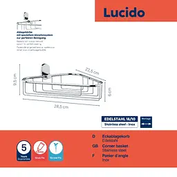 Полиця-сітка для ванної кімнати Kela Lucido 28.5х22.5 см срібляста (22688) - мініатюра 4