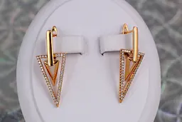 Сережки Xuping Jewelry подвійний спис 3,5 см золотисті - мініатюра 2