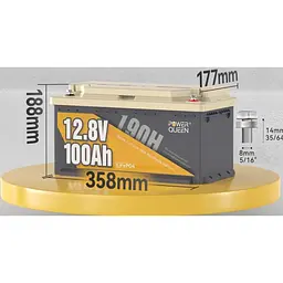 Акумулятор Power Queen LiFePO4 12V [12.8V/100Ah/1280Wh] [124766] - мініатюра 3
