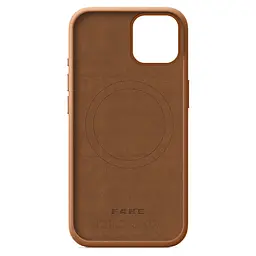 Кожаный чехол-панель для Apple iPhone 15, FAKE Leather Case, коричневый, искусственная кожа, премиум-класс, противоударный, защита всего корпуса, с мягкой подкладкой, поддержка MagSafe и беспроводной зарядки, ArmorStandart (ARM76288) - мініатюра 2