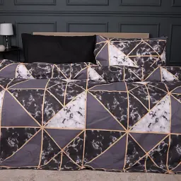Наволочка MirSon Бязь 17-0694 Onyx Marble Tiles 50х50 см чорно-сіра з бежевим (2200010454352) - мініатюра 2