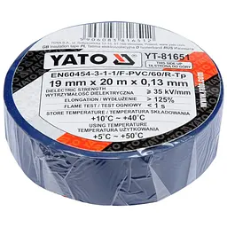 Ізоляційна стрічка Yato 20мх19мм синя (YT-81651) - мініатюра 2
