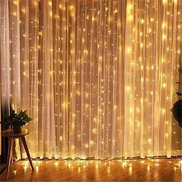 Гірлянда Водоспад USB штора 3х2м, білий теплий, 200 LED + пульт / Новорічна світлодіодна гірлянда на вікно - мініатюра 2
