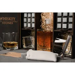 Подарунковий набір Whiskey Stones камені для віскі в дерев'яному пеналі №8 + декантер і 4 склянки Pasabahce + щипці + мішечок - мініатюра 5