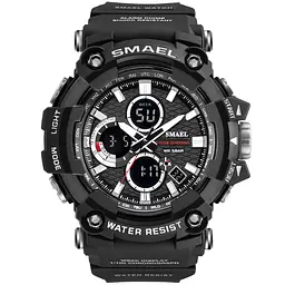 Наручний годинник чоловічий Smael 1802 Black White (15175)
