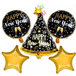 Набір фольгованих кульок "Happy New Year" 5 шт декоративні для свят