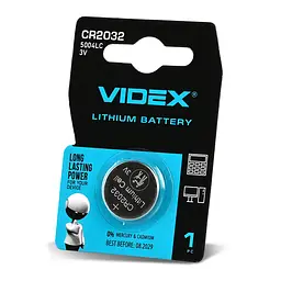 Батарейка літієва Videx CR2032 1шт BLISTER CARD VIDEX (24234-000)