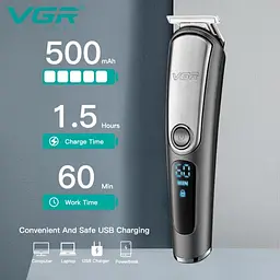 Набір для стриження VGR 6 в 1 V-105, 5 насадок, LED-дисплей, вологозахист - мініатюра 3