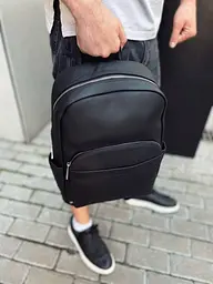 Чоловічий міський шкіряний рюкзак чорний Tiding Bag 60320 - мініатюра 9