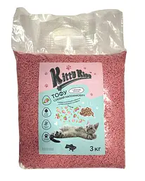 Наповнювач для котячого туалету Kitty Kiss Tofu соєвий тофу з ароматом полуниці 3 кг KK8244