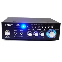 Підсилювач звуку UKC AK-688BT Bluetooth Караоке 2-канальний 2x30W Black - мініатюра 4