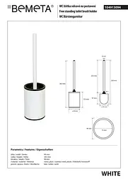 Туалетний йоржик Bemeta White з тримачем 104913094, Білий - мініатюра 2