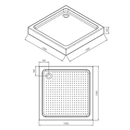 Душовий піддон Imprese 100x100x15 см квадратний в комплекті з сифоном s0941010S білий - мініатюра 2