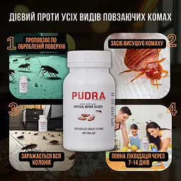 Pudra пудра від тарганів мурах бліх клопів чешуйниць повзаючих комах екологічна без хімії механічна дія - мініатюра 4