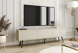 Тумба під телевізор Perfect Home Оро / Oro 3-дверна з чорними ніжками RTV175 Бежевий (PFH-091337)