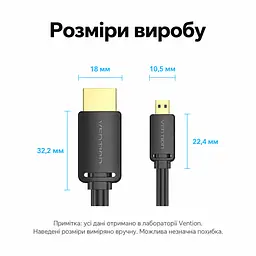 Видеокабель Vention AGIBF Micro HDMI - HDMI 4K 60 Гц 1 м чёрный (AGIBF) - миниатюра 4