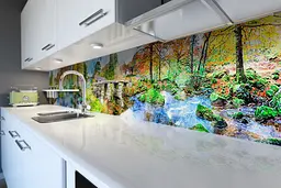 Кухонний фартух Вінілова наклейка ПВХ міст будинку Зелений 65х250 см Happy Pocket Z180791 - мініатюра 6