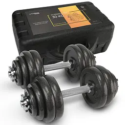 Гантелі металеві Cornix 2 x 15 кг набірні, в кейсі Black XR-0442