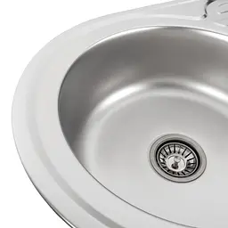 Кухонна мийка Platinum 7750 з нержавіючої сталі 0.8 мм овальна 77x50 см сатин (SP000000500) - мініатюра 4