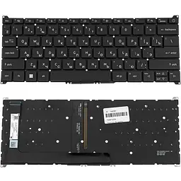 Клавіатура для ноутбука ACER (AS: A314-36 A314-42) rus чорний без фрейма підсвічування клавіш