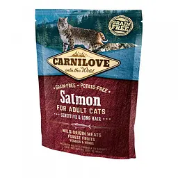 Сухий корм Carnilove Cat Salmon Sensitive & LongHair 0.4 кг з лососем для дорослих кішок з чутливим - мініатюра 2