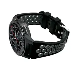 Спортивний ремінець з перфорацією Primo для годинника Samsung Gear S3 Classic SM-R770/Frontier RM-760 Black Grey - мініатюра 2