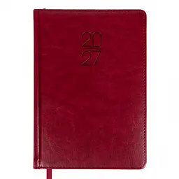 Щоденник діловий Leo Planner 2027 Vector А5 твердий бордовий 368 сторінок (252757)