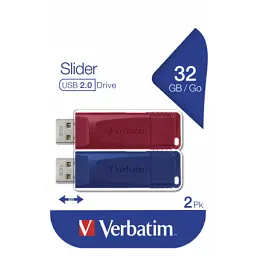 USB флеш накопичувач Verbatim 2x32GB Store'n'Go Slider Red/Blue USB 2.0 (49327) - мініатюра 8