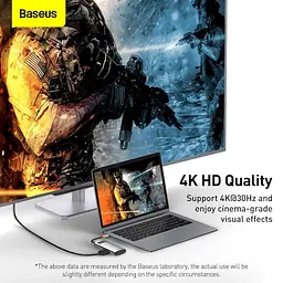 USB-хаб Baseus Metal Gleam Series 4-in-1 Multifunctional Type-C Hub Docking Station Gray (CAHUB-CY0G) [75254] - мініатюра 7