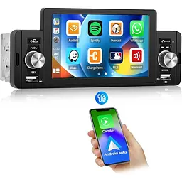 Автомобільне радіо CAMECHO CarPlay & Android Auto & Mirror Link 1 DIN Bluetooth 5" екран