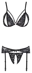 Комплект білизни Cottelli Lingerie Lace Suspender, S (чорний) - мініатюра 4