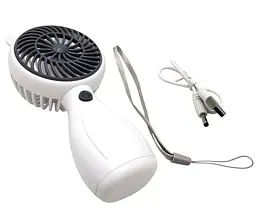 Вентилятор акумуляторний міні з ручкою USB діаметр 6см висота 13см Handy Mini Fan JX-998 білий