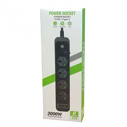 Мережевий подовжувач білий фільтр на 4 розетки та 3 USB 3,4A та 1 Type-C Power Socket J02 - мініатюра 5
