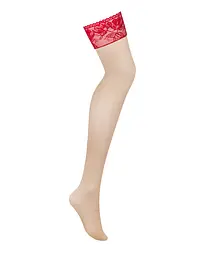 Панчохи під пояс із широким мереживом Obsessive Lacelove stockings XL/2XL - мініатюра 3