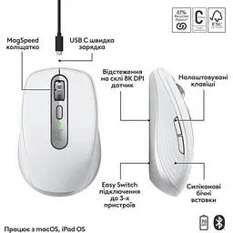 Комп'ютерна мишка Logitech MX Anywhere 3S для MAC Wireless Pale Grey (910-006946) - мініатюра 3