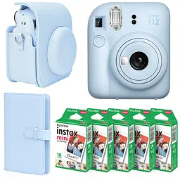 Набор камера Fujifilm Instax Mini 12, Фотобумага 50 шт, Чехол, Фотоальбом 108 фото Голубой
