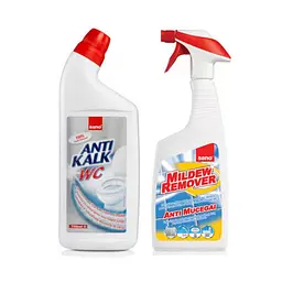 Засіб для чищення унітазів Sano Anti Kalk WC 750 мл & Засіб для видалення цвілі Sano Mildew Remover 750 мл (287621, 293561)