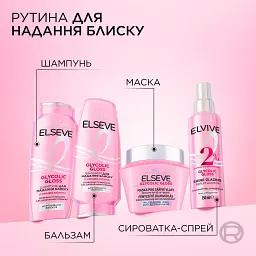 Шампунь для надання блиску, для тьмяного волосся Loreal Paris Elseve Glycolic Gloss Shampoo 400 мл - мініатюра 4