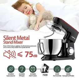 Кухонний комбайн Camic міксер тістоміс металевий 9 л SM-1571N 1800Вт Black Red - мініатюра 2