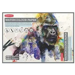 Склейка для акварелі А3 (29,7х42 см) 300г/м2 12л білий гладкий папір Derwent