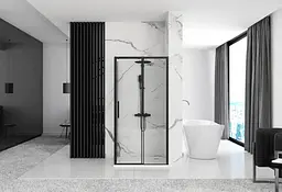 Душова кабіна Rea Rapid Slide 80x160 black REA-K6421 + REA-K6406, Чорний матовий, Універсальна, прозрачний, Чорний матовий - мініатюра 5